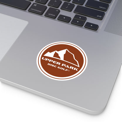 Upper Park Disc Golf Logo Sticker -on laptop