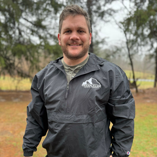 Embroidered Champion Packable Jacket with Upper Park Disc Golf® logo