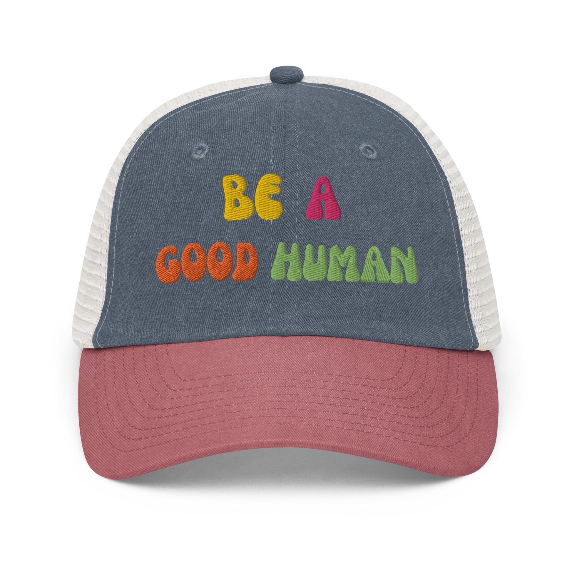 Be a good human hat - navy - cardinal - stone