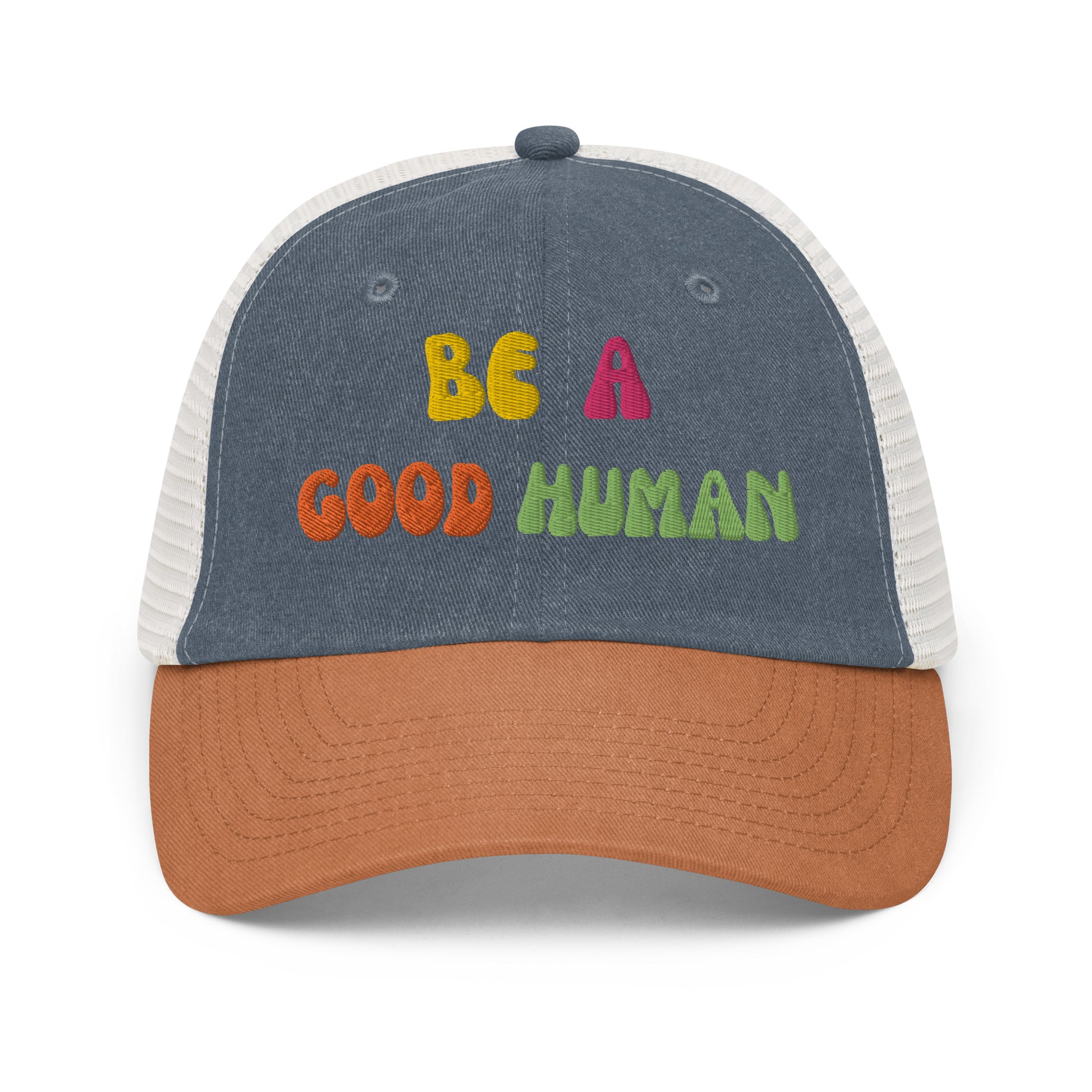 Be a good human hat - navy - texas -stone