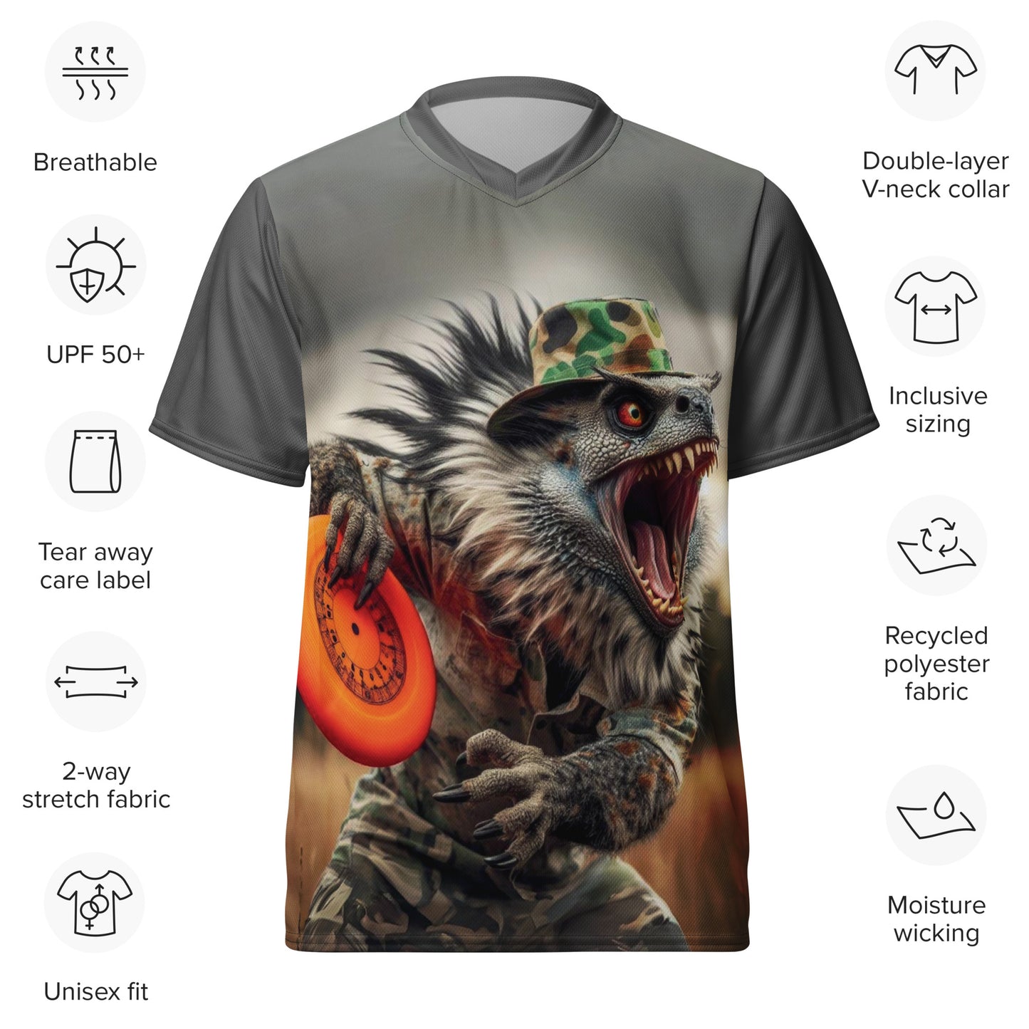 Disc Monster Recycled Unisex Sports Jersey specifications