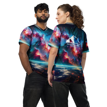 Cosmic Nebula Recycled Unisex Sports Jersey front and back