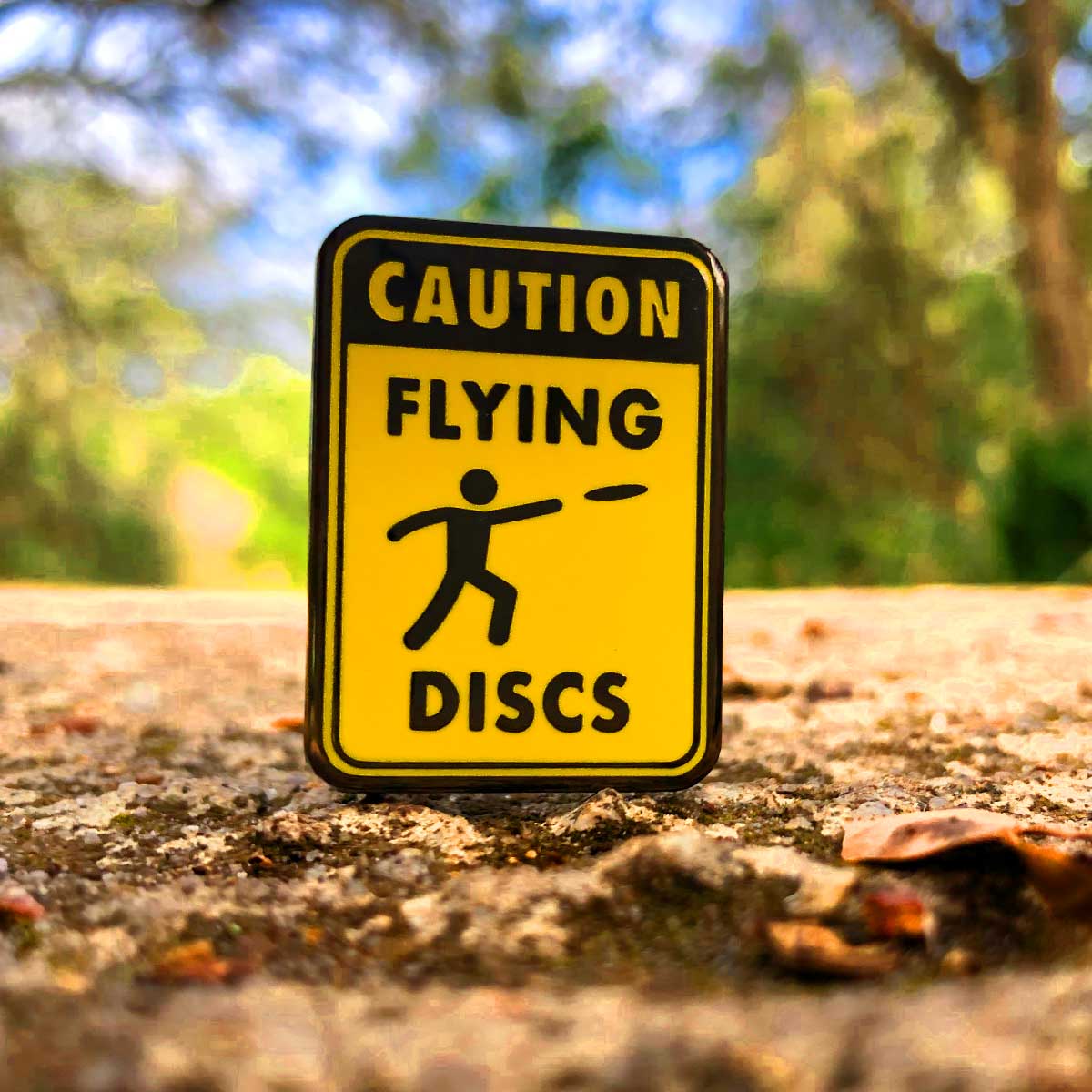 Caution Flying Discs Disc Golf Pin leaves