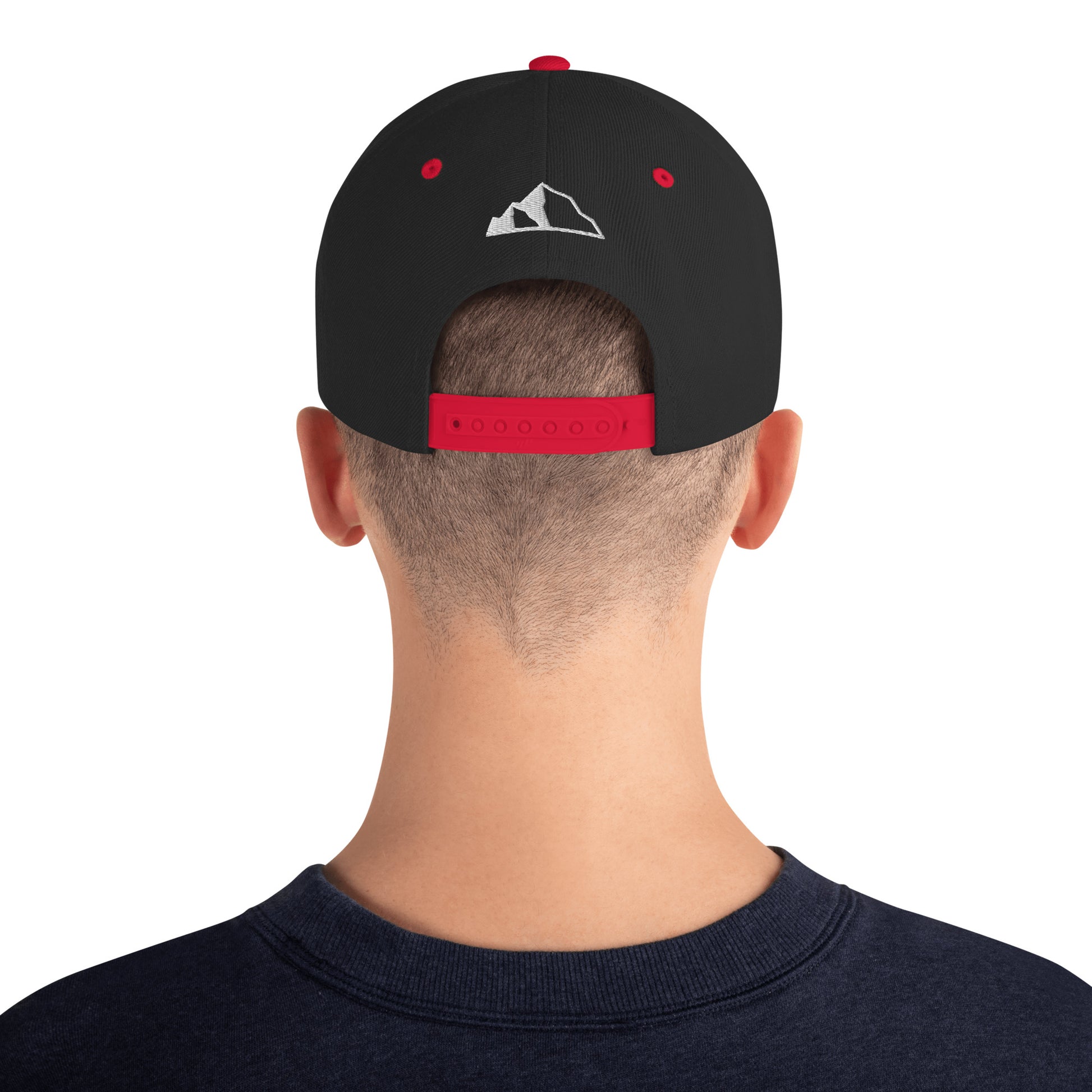 Snapback Hat w front and back logo red/black back