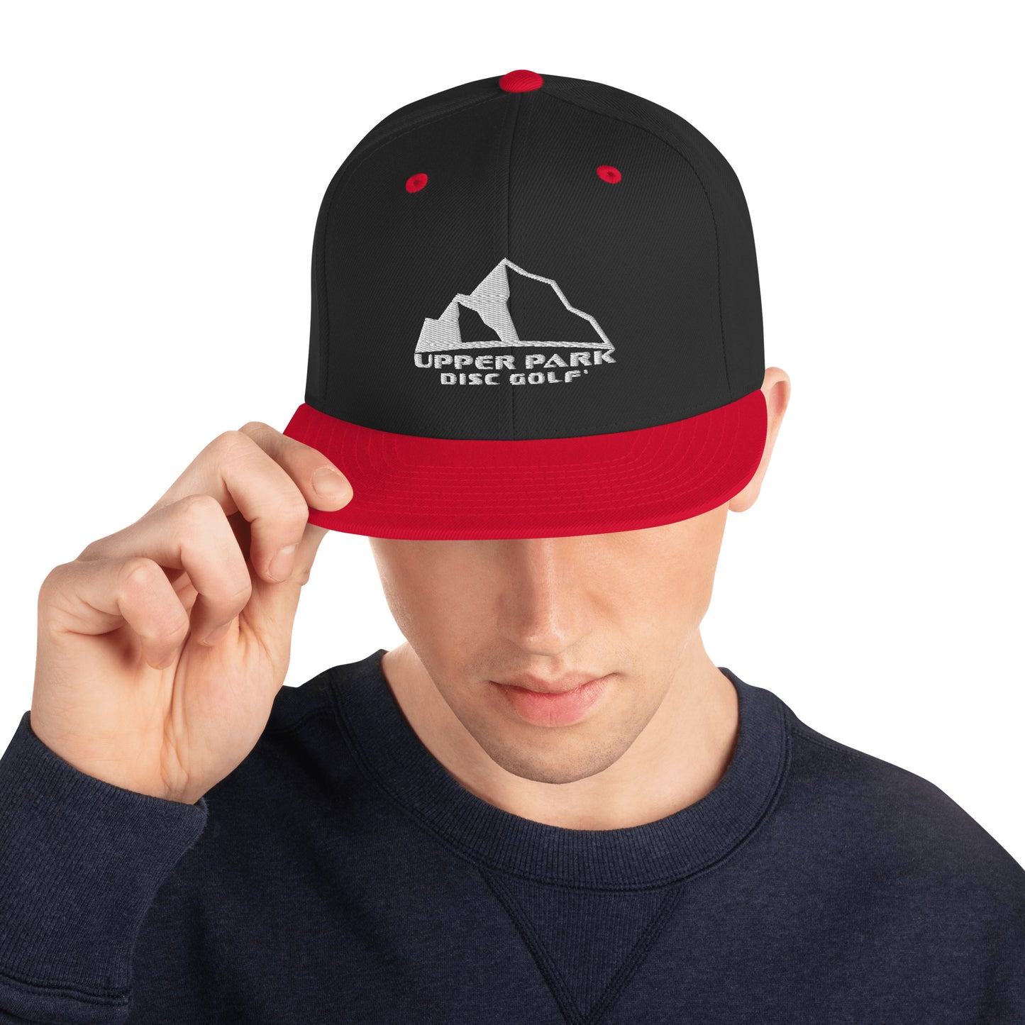 Snapback Hat w front and back logo black/red
