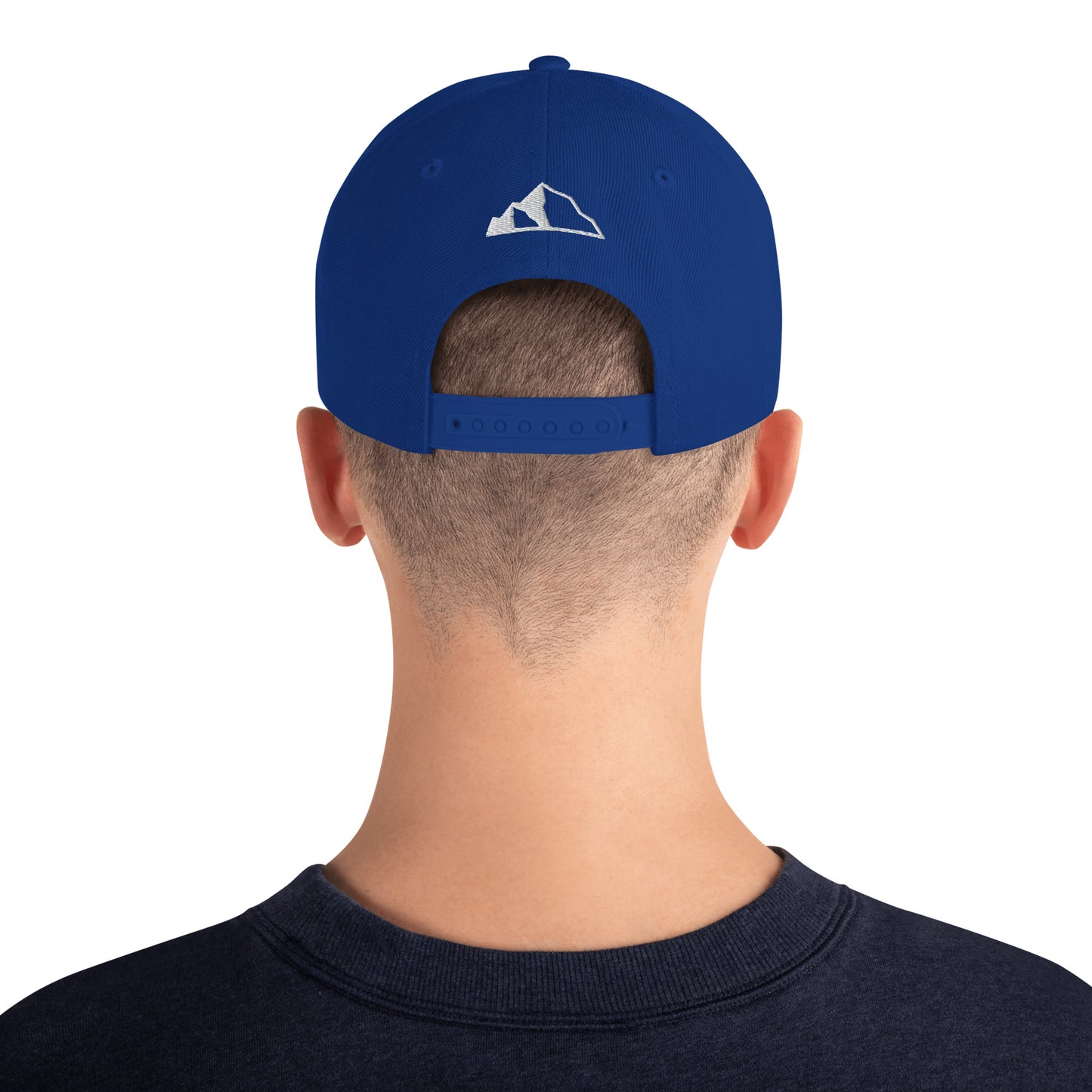 Snapback Hat w front and back logo royal blue back