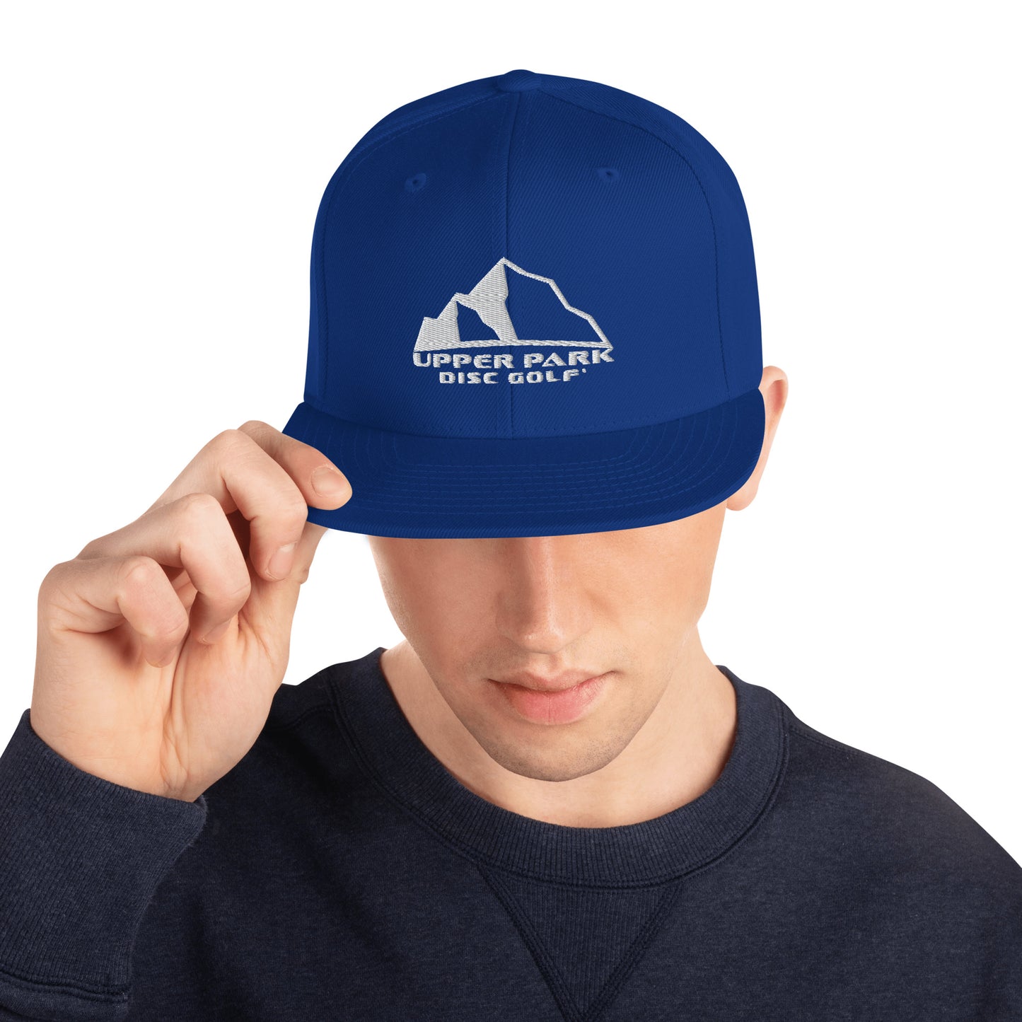 Snapback Hat w front and back logo royal blue