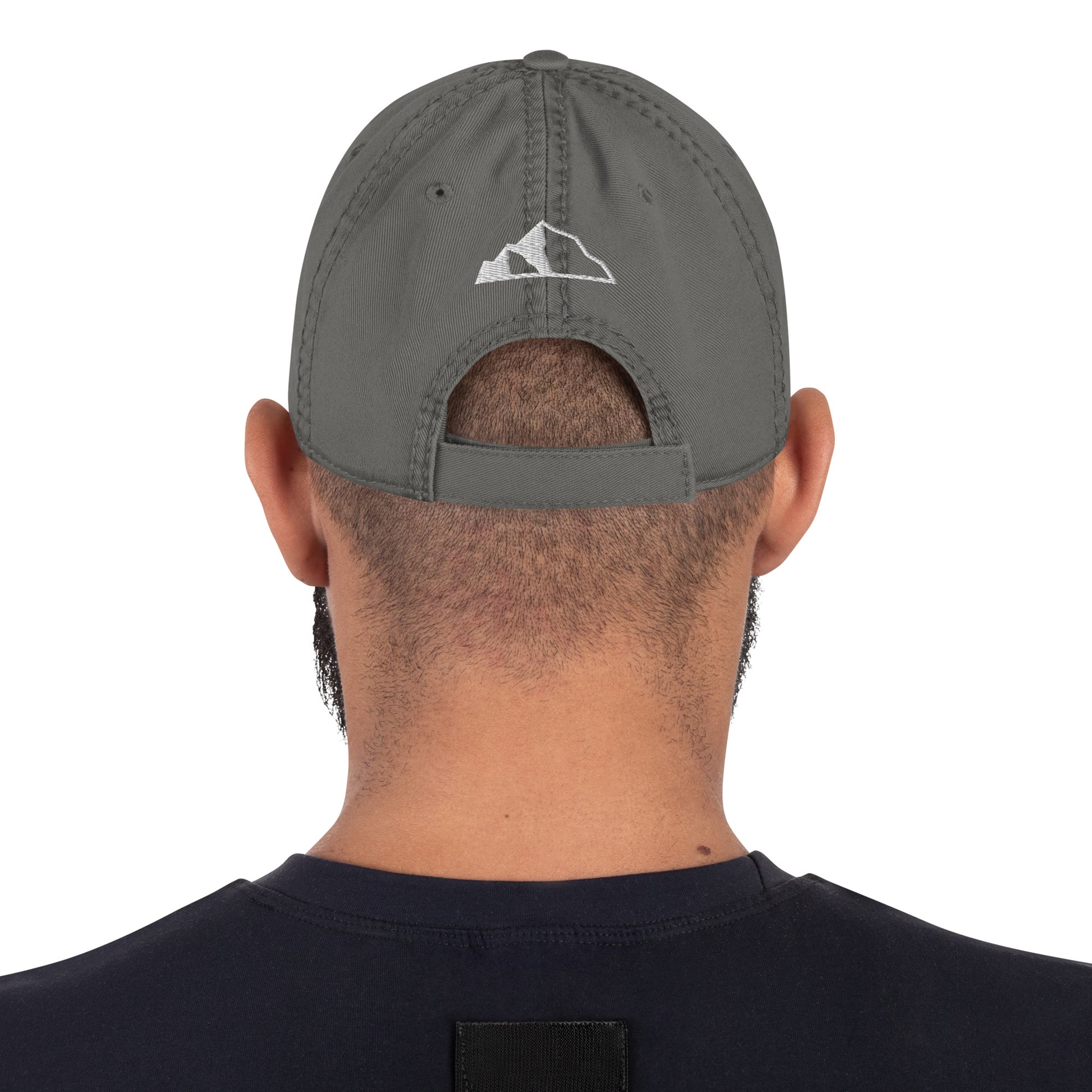 Distressed Dad Hat w front and back logo back