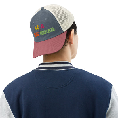 Be a good human hat - navy - cardinal- stone