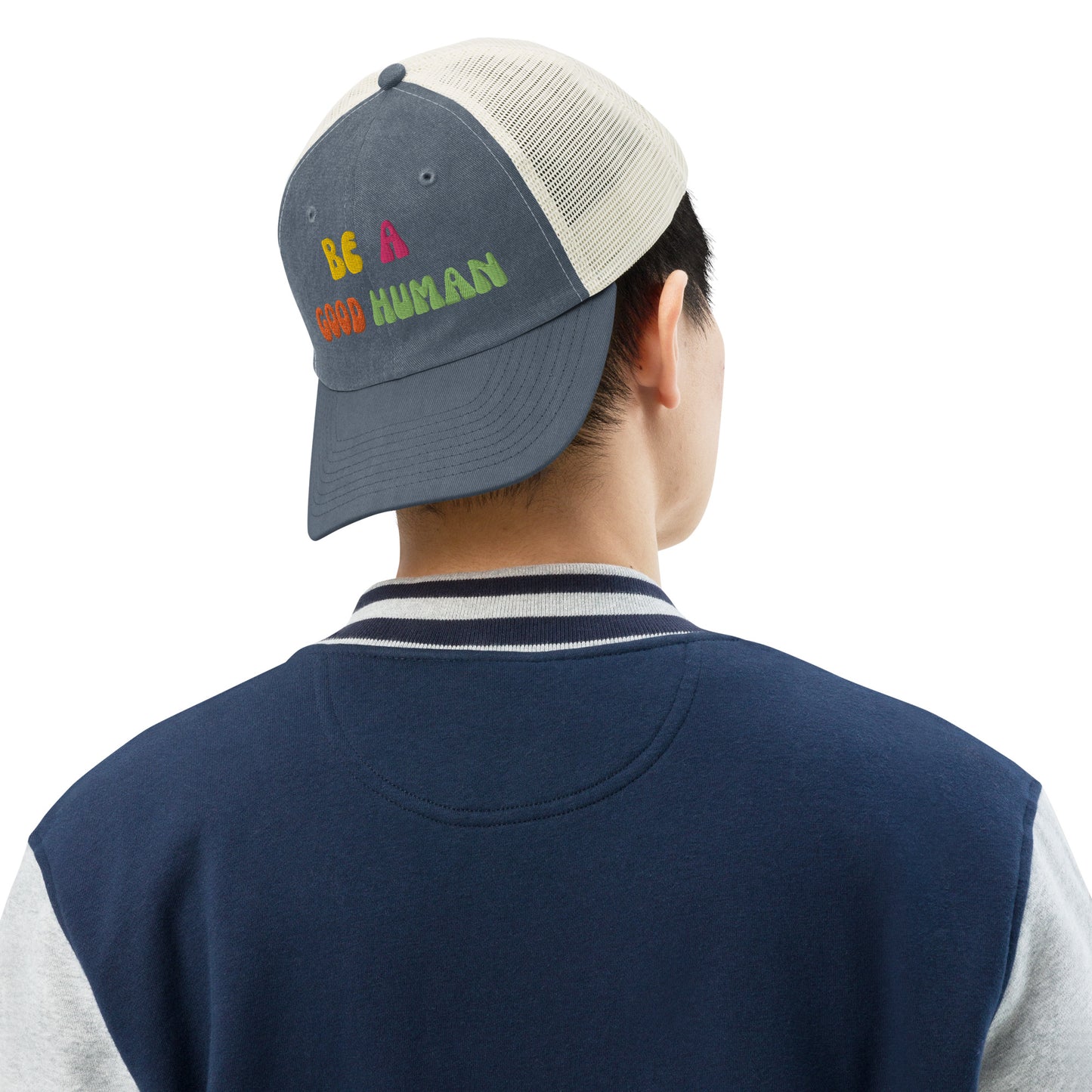 Be a good human hat - navy - stone