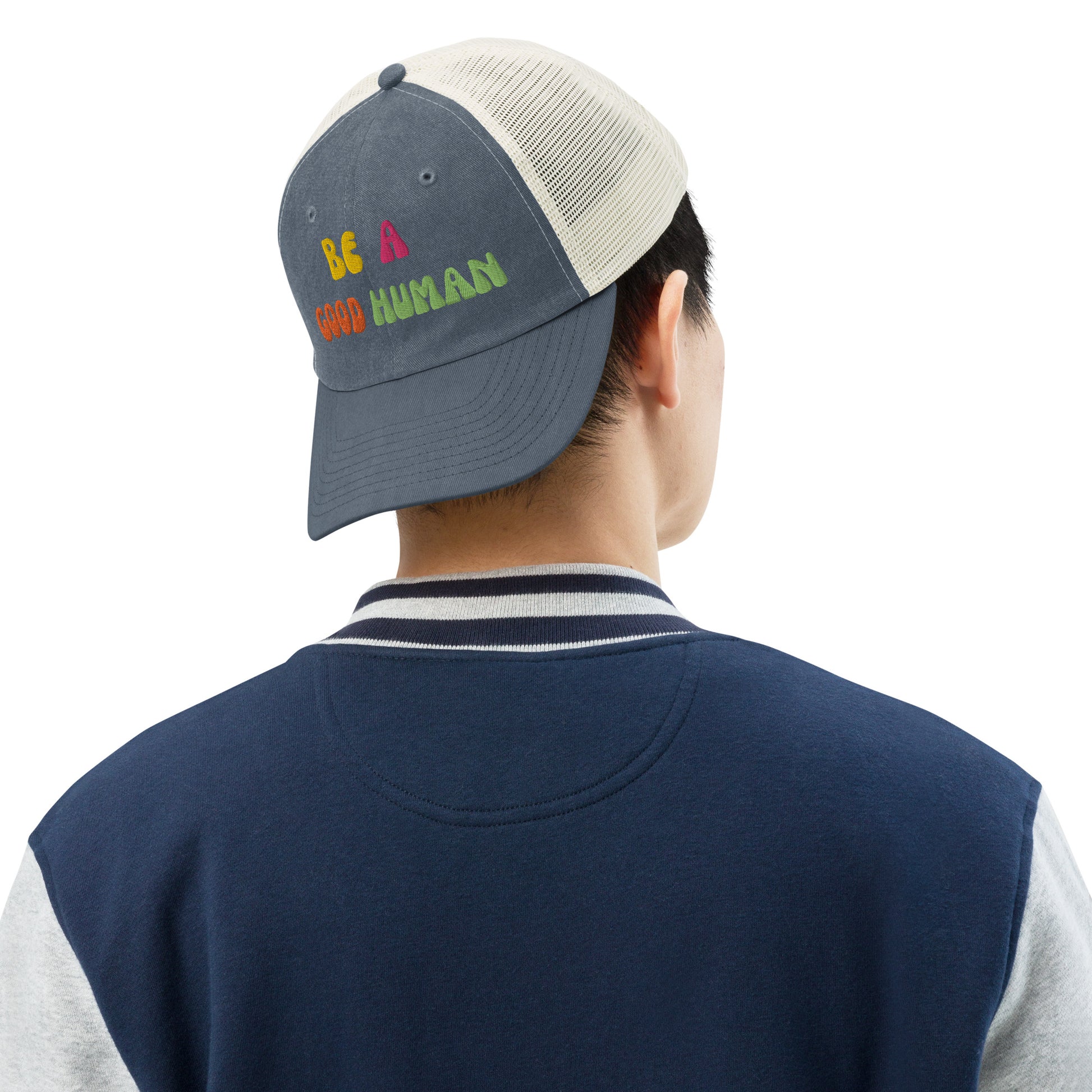Be a good human hat - navy - stone
