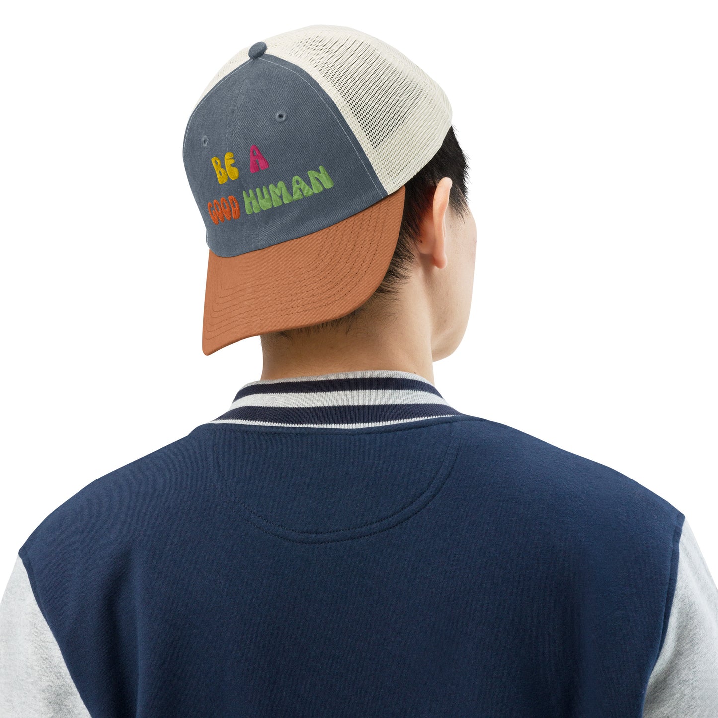 Be a good human hat - navy - texas - stone