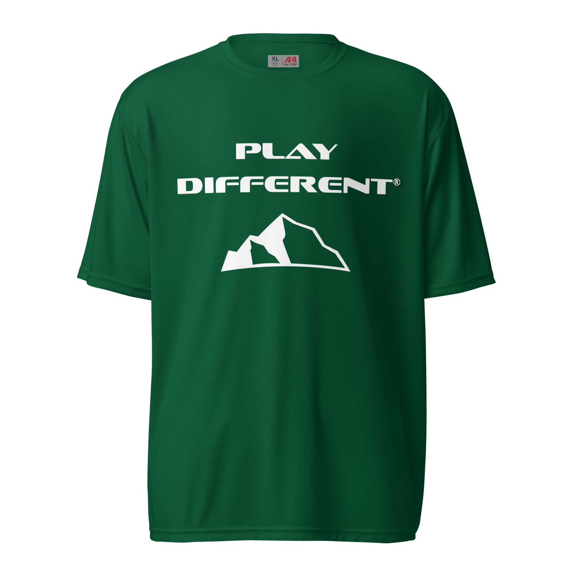 Play Different® Unisex performance crew neck t-shirt forest green