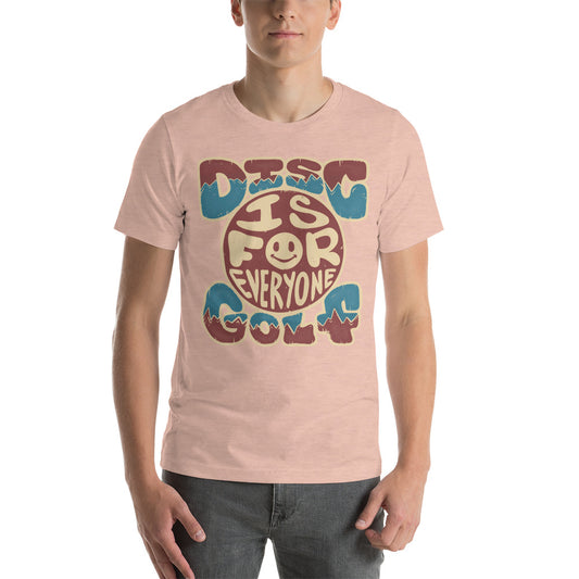 Disc Golf is for Everyone Groovy t-shirt - peach