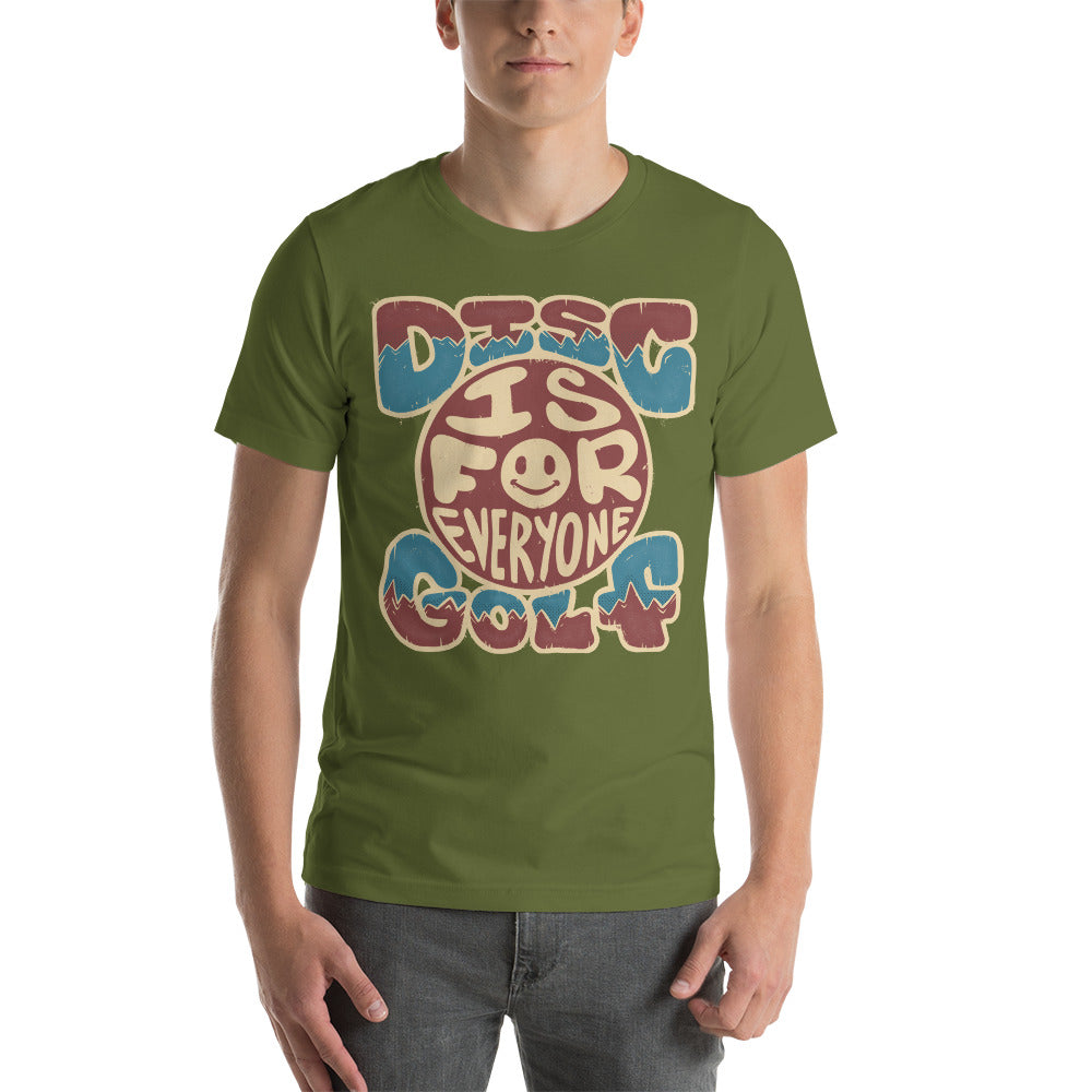 Disc Golf is for Everyone Groovy t-shirt - olive