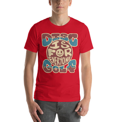 Disc Golf is for Everyone Groovy t-shirt - red