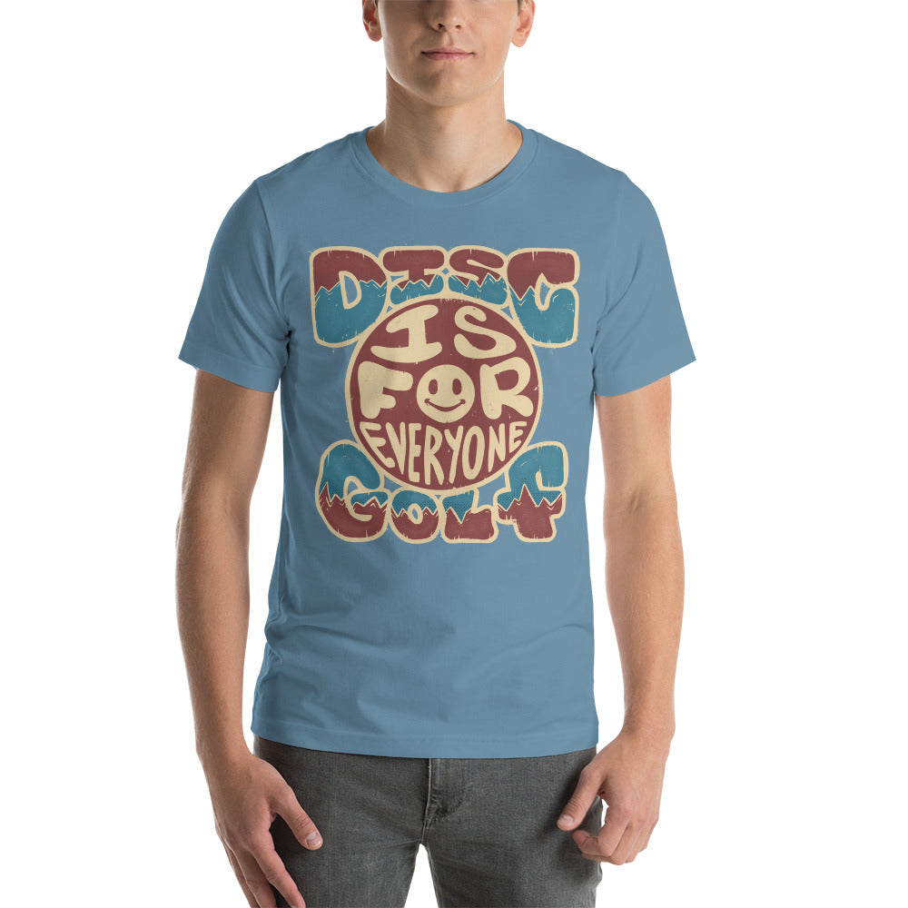 Disc Golf is for Everyone Groovy t-shirt - steel blue