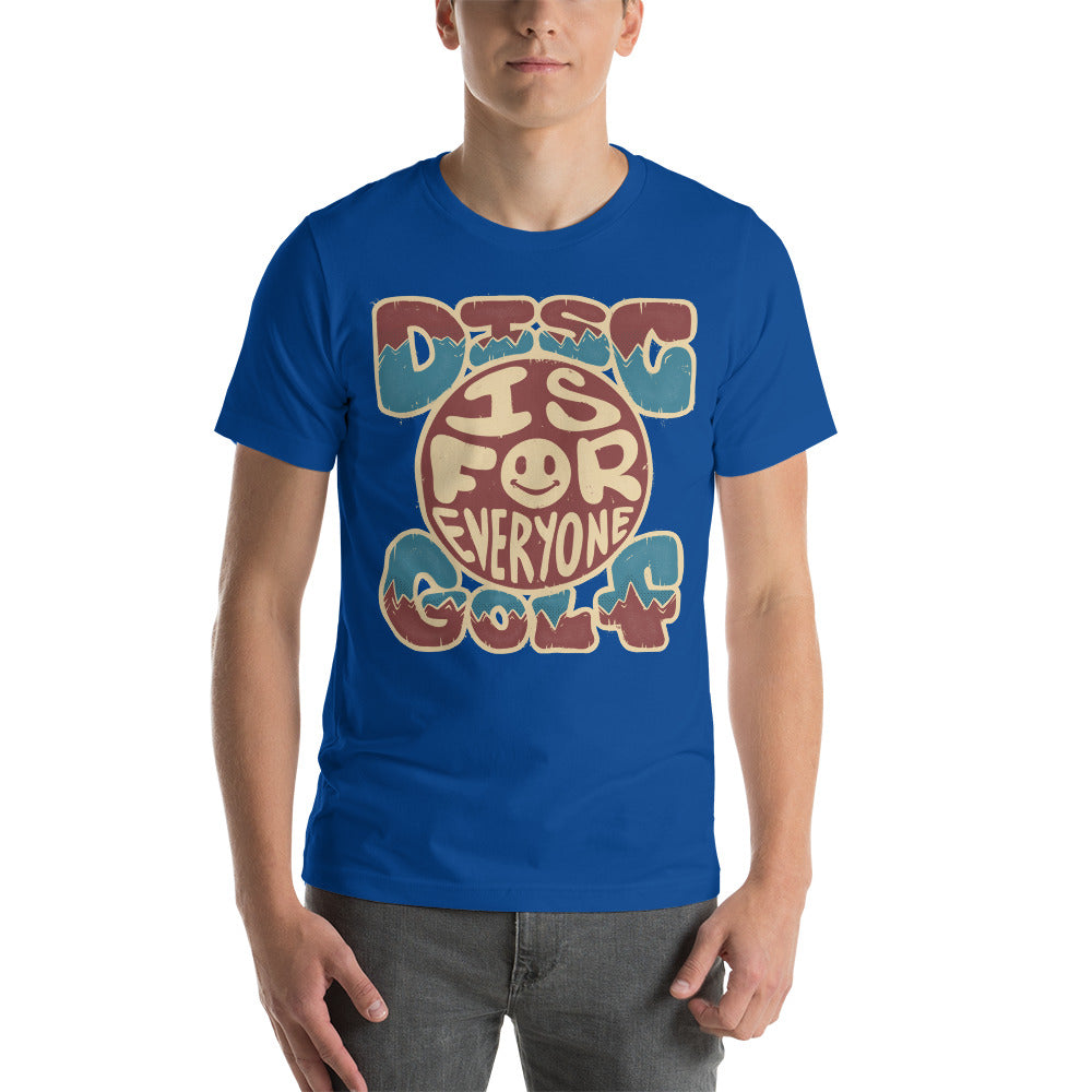 Disc Golf is for Everyone Groovy t-shirt - blue