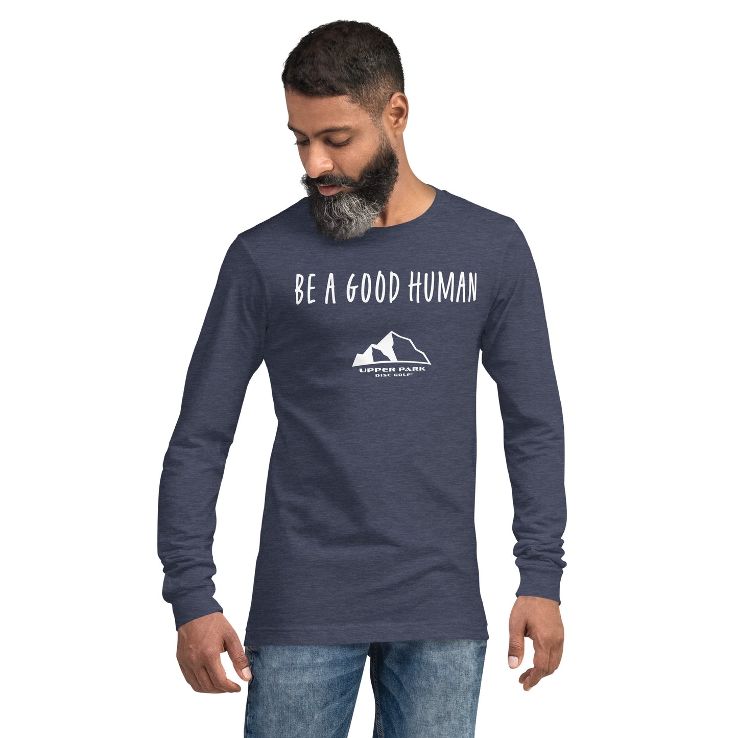 Upper Park Be a Good Human tshirt heather navy
