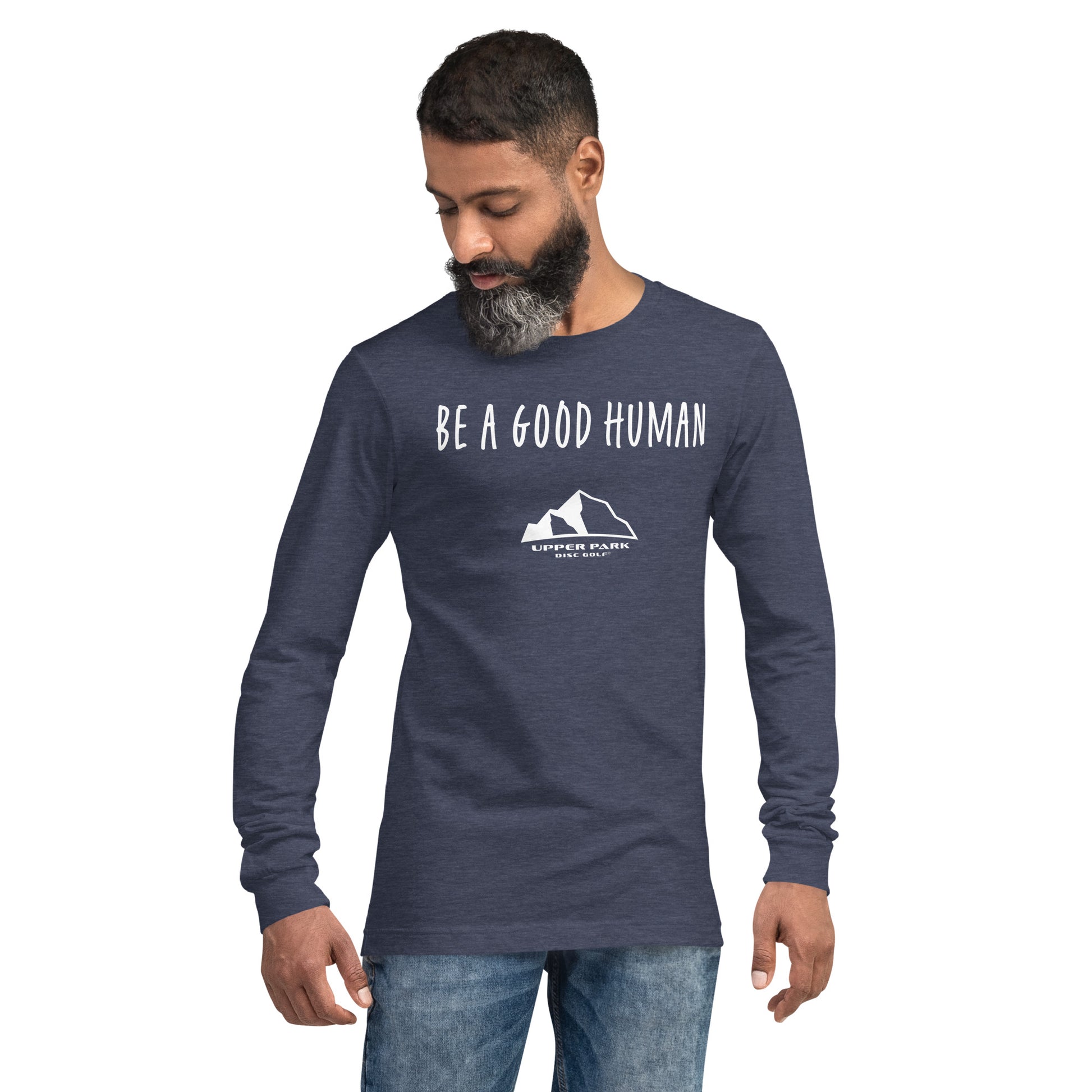 Upper Park Be a Good Human tshirt heather navy