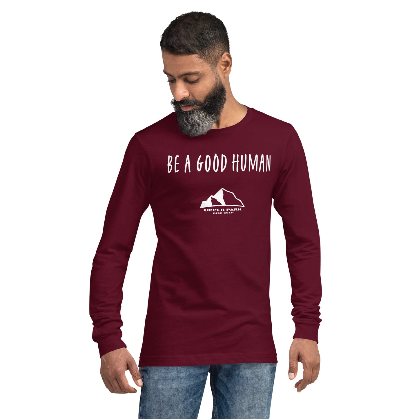 Upper Park Be a Good Human tshirt maroon